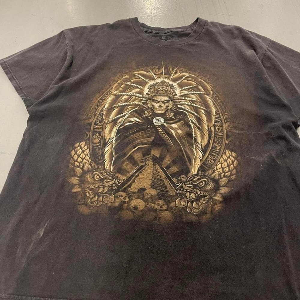Y2K Aztec skull affliction type tee - Picture 3 of 7